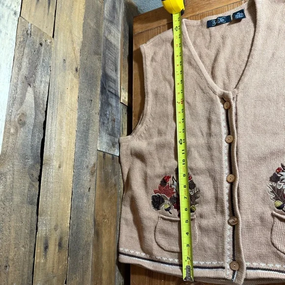 Crystal Kobe‎ Vintage Knit Sweater Vest Womens XXL Autumn Fall Acorn Leaves 90s - Picture 5 of 7